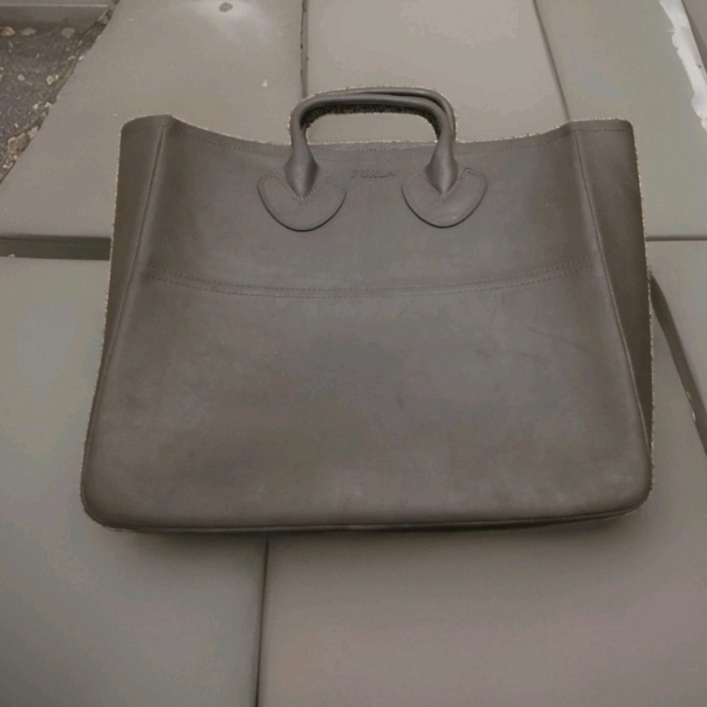 Furla Double Handle Grey Gummy Tote Bag - Picture 5 of 8